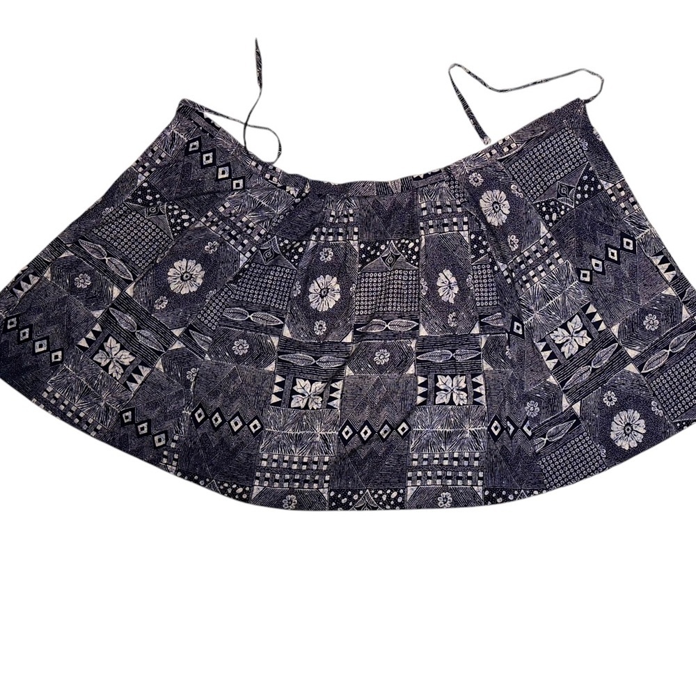 Vintage Orvis Women’s 100% Cotton Navy & White Floral Wrap Skirt ~ Size L - Picture 5 of 6